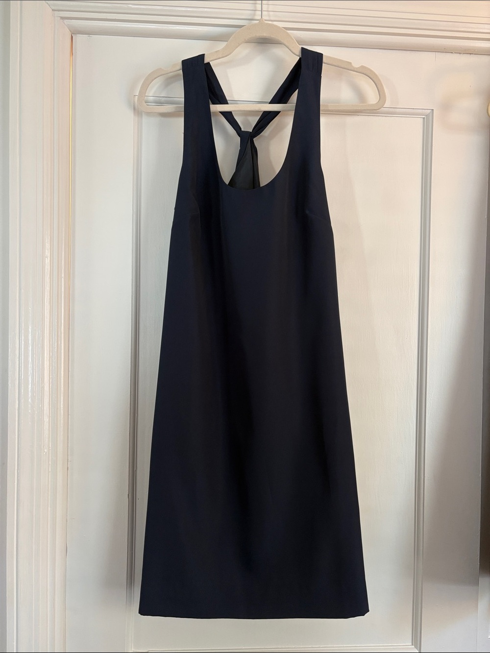 J. Crew Navy Sleeveless Mini Dress with Tie-Back